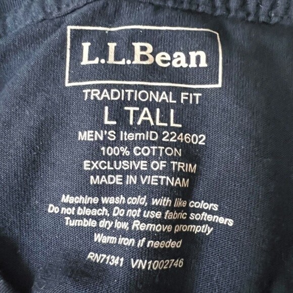 L.L. Bean Mens Carefree Unshrinkable Traditional Fit Long Sleeve Tee Size L Tall - Picture 4 of 4
